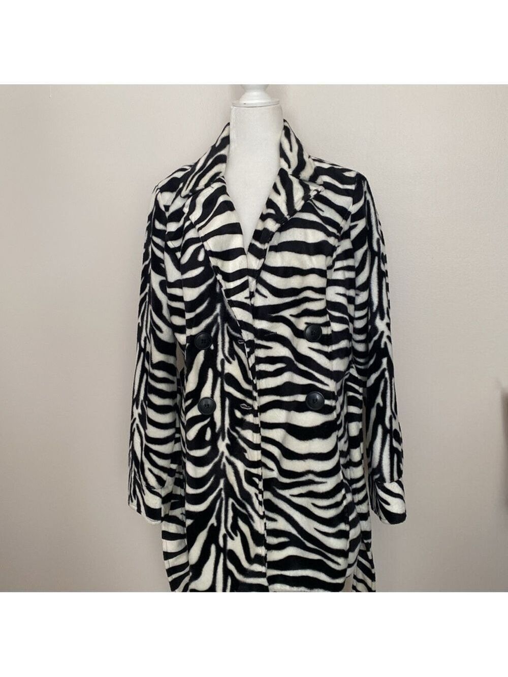 NWOT heart soul zebra lux faux fur zebra trench coat - Picture 9 of 15